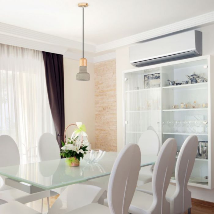 LED E27 PENDANT CONCRETE COLOUR 12X21X108 CONCRETE WITH WOOD