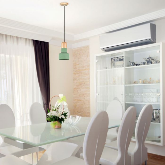 LED E27 PENDANT GREEN COLOUR 12X21X108 CONCRETE WITH WOOD