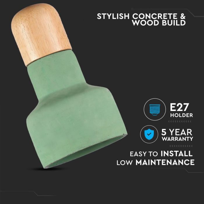 LED E27 PENDANT GREEN COLOUR 12X21X108 CONCRETE WITH WOOD