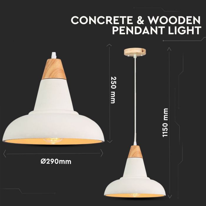 LED E27 PENDANT 29X25X115 CONCRETE WITH WOOD