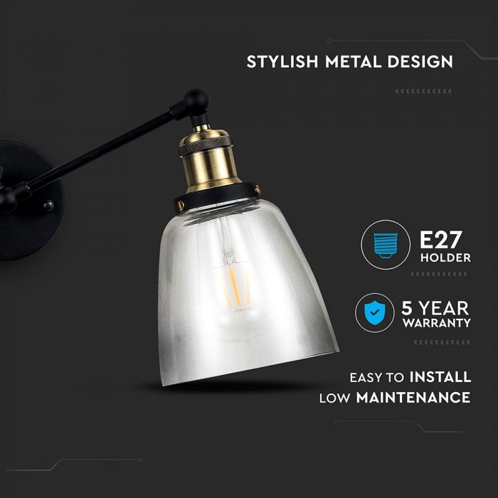 LED E27 PENDANT WALL LAMP TRANSPARENT CONE 14X16 GLASS