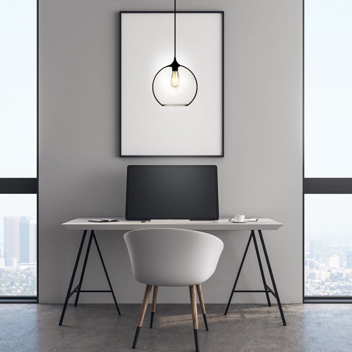 LED E27 PENDANT TRANSPARENT GLOBE 30X28X100 GLASS+METAL