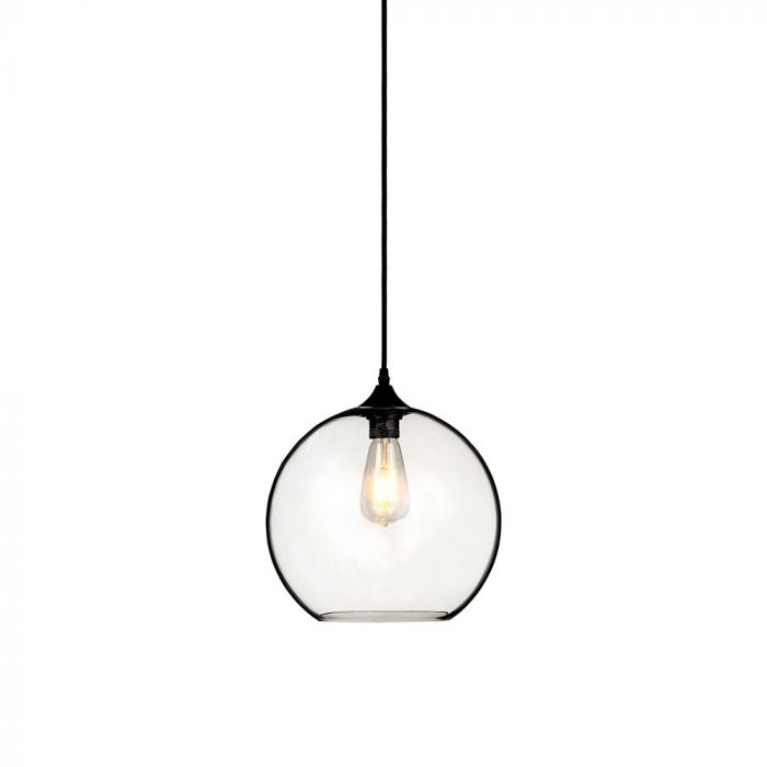 LED E27 PENDANT TRANSPARENT GLOBE 30X28X100 GLASS+METAL