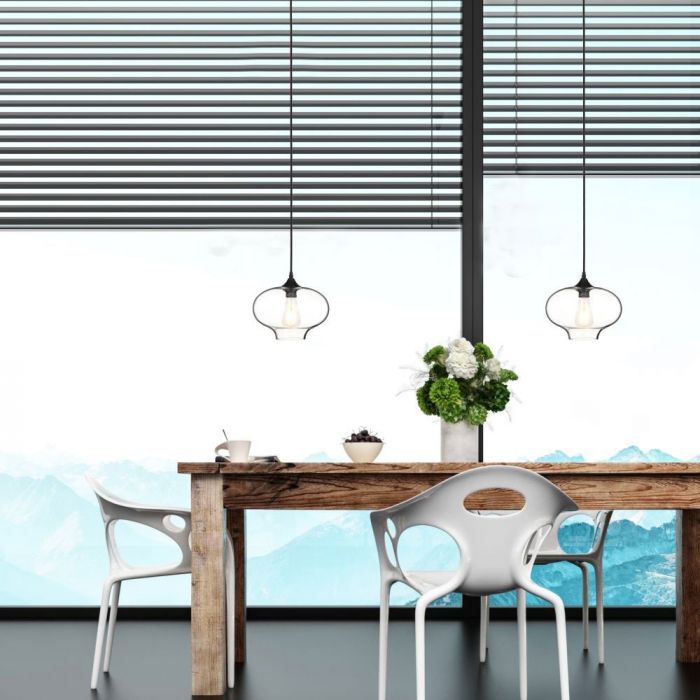 LED E27 PENDANT TRANSPARENT ARTISTIC 265X190X1000 GLASS+METAL
