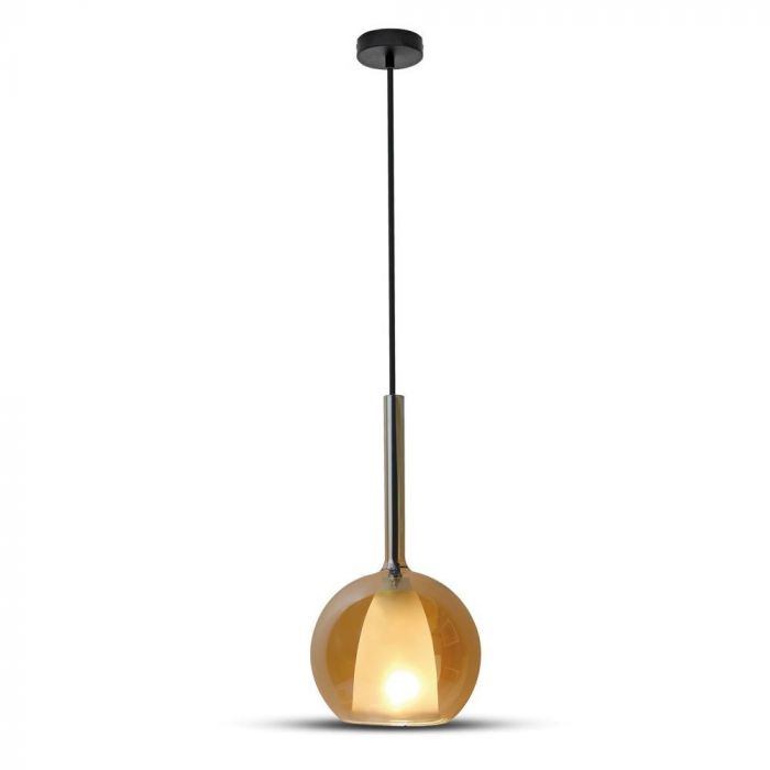 LED E27 PENDANT DOUBLE GLASS AMBER + WHITE 25X42X100 GLASS + METAL