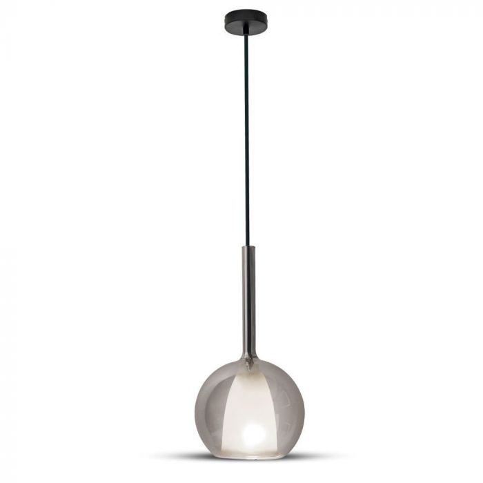 LED E27 PENDANT DOUBLE GLASS GUNGREY + WHITE 18X35X100 GLASS + METAL
