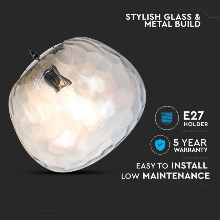 Pendant Light Designer Glass Shape 3 Wire Suspension 300mm
