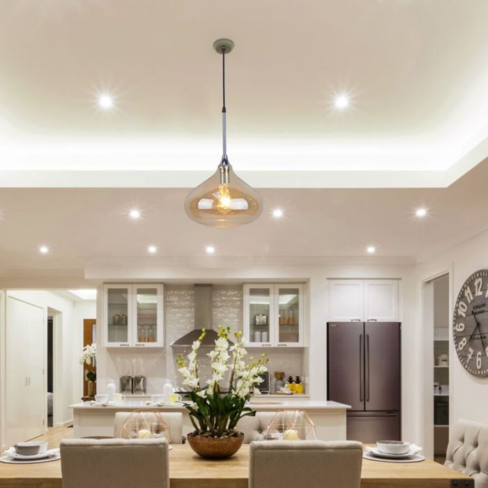 Pendant Light Modern Amber Glass Sleek Transparent 280mm