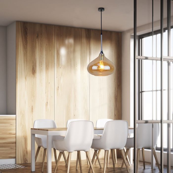 Pendant Light Modern Amber Glass Sleek Transparent 280mm