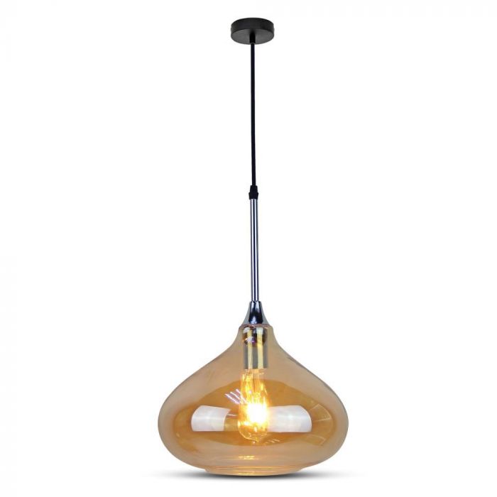 LED E27 PENDANT MODERN SLEEK AMBER 28.5X44X100 GLASS + METAL