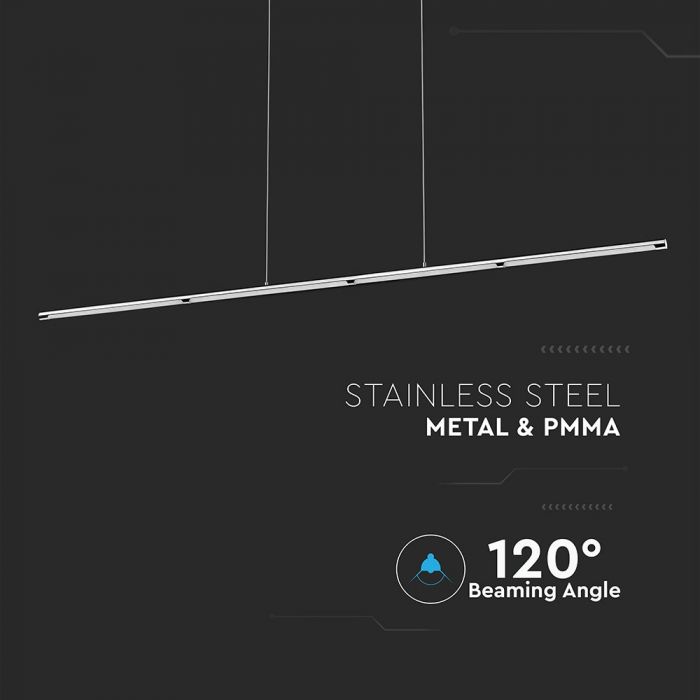 LED PENDANT DESIGNER SLEEK CHROME 36W DL 2700lm 182X5.5X80 STAINLESS STEEL + METAL