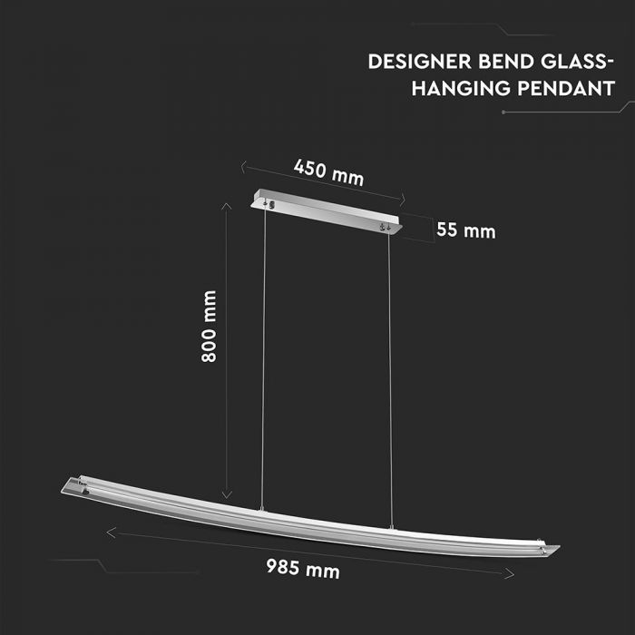 LED PENDANT DESIGNER BEND CHROME 18W DL 1350lm 98.5X5.5X80 STAINLESS STEEL + METAL