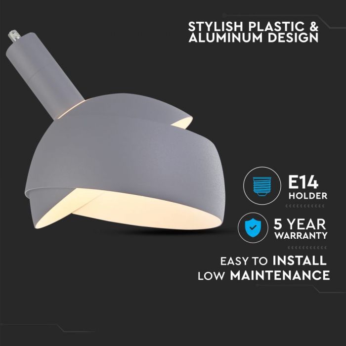 LED E14 PENDANT WITH SLIDE ALUMINUM LAMPSHADE 18X10X120 GREY