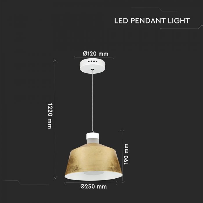 7W LED Pendant Light Gold Ø250 Warm White