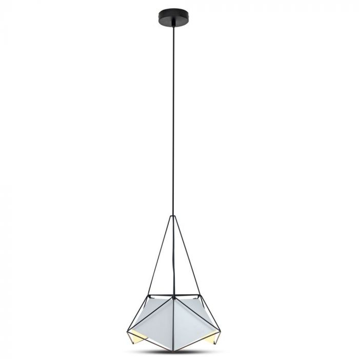 LED E27 PENDANT NET PRISM WHITE 40X54 BLACK WIRE