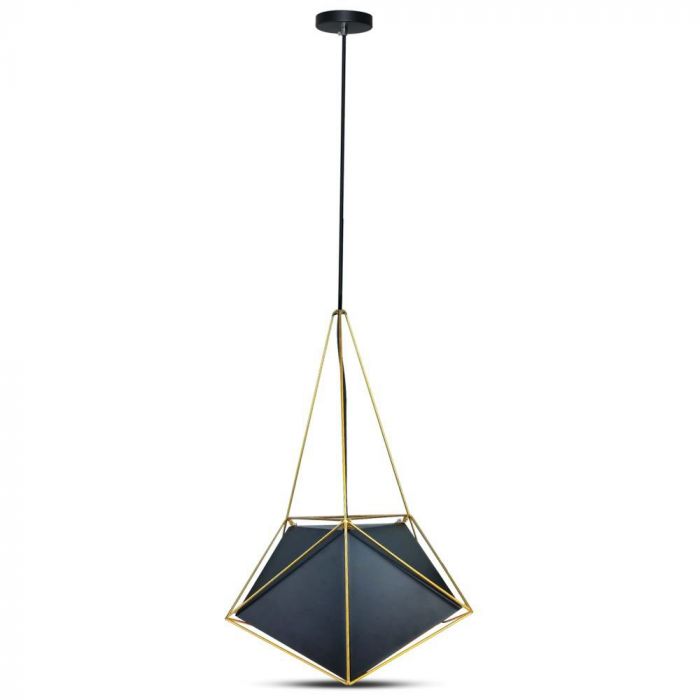 LED E27 PENDANT NET PRISM BLACK 40X54 GOLD WIRE