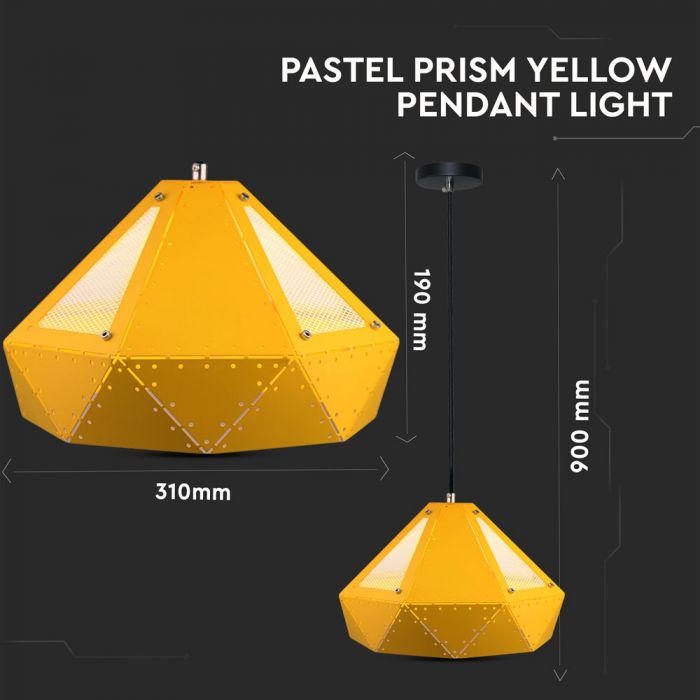LED E27 PENDANT PASTEL PRISM YELLOW 31X18 METAL