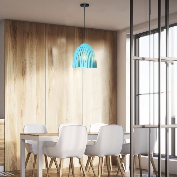 LED E27 PENDANT CONE PRISM BLUE 25X27 METAL