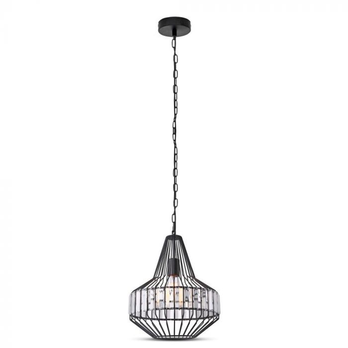 LED E27 PENDANT W/CRYSTEL (TOP) BLACK 30X36 METAL