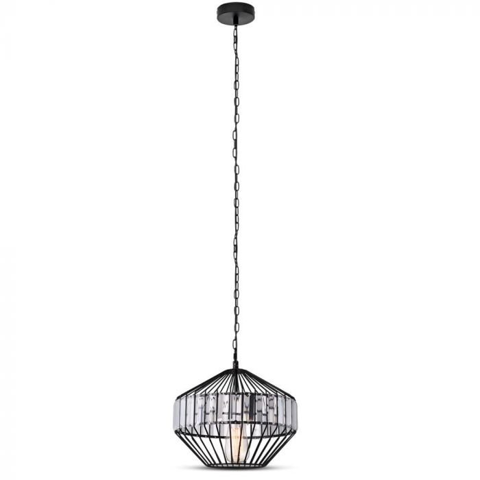 LED E27 PENDANT W/CRYSTEL (MIDDLE) BLACK 33X30 METAL