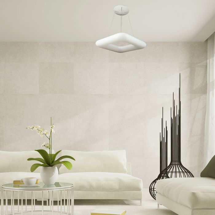 80W Chandelier Square Color Changing 750 x 750 Dimmable White