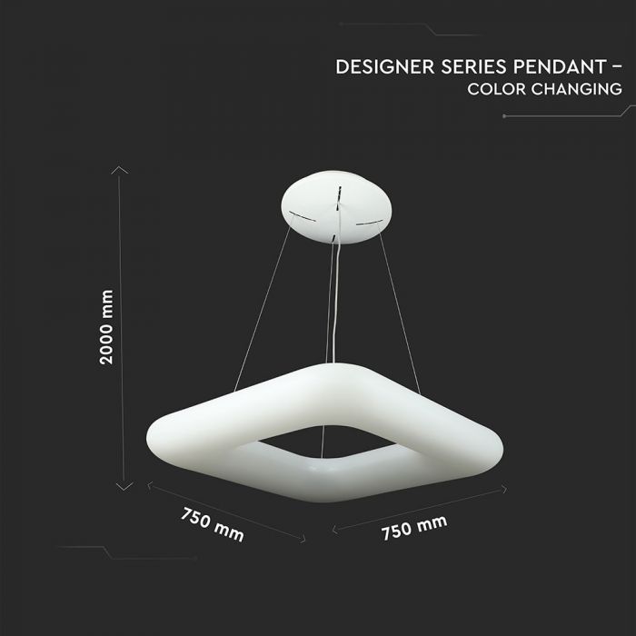 80W Chandelier Square Color Changing 750 x 750 Dimmable White