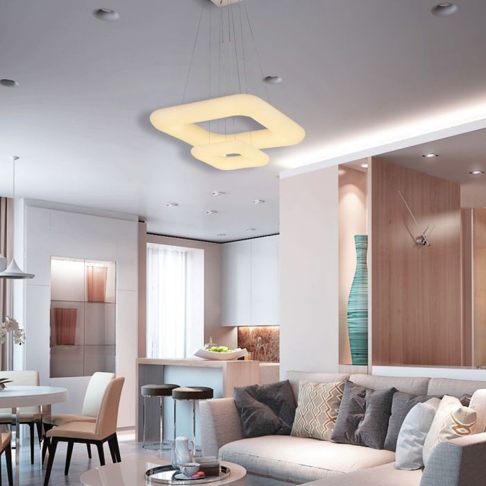 LED PENDANT DESIGNER SQUARE HANGING 68W COLOR CHANGE 6000lm 120° 600X300 PC WHITE DIMMABLE