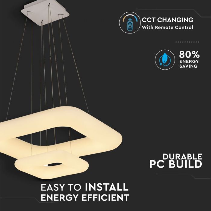LED PENDANT DESIGNER SQUARE HANGING 68W COLOR CHANGE 6000lm 120° 600X300 PC WHITE DIMMABLE