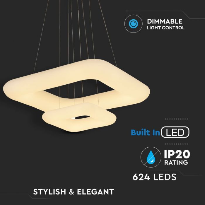 LED PENDANT DESIGNER SQUARE HANGING 68W COLOR CHANGE 6000lm 120° 600X300 PC WHITE DIMMABLE