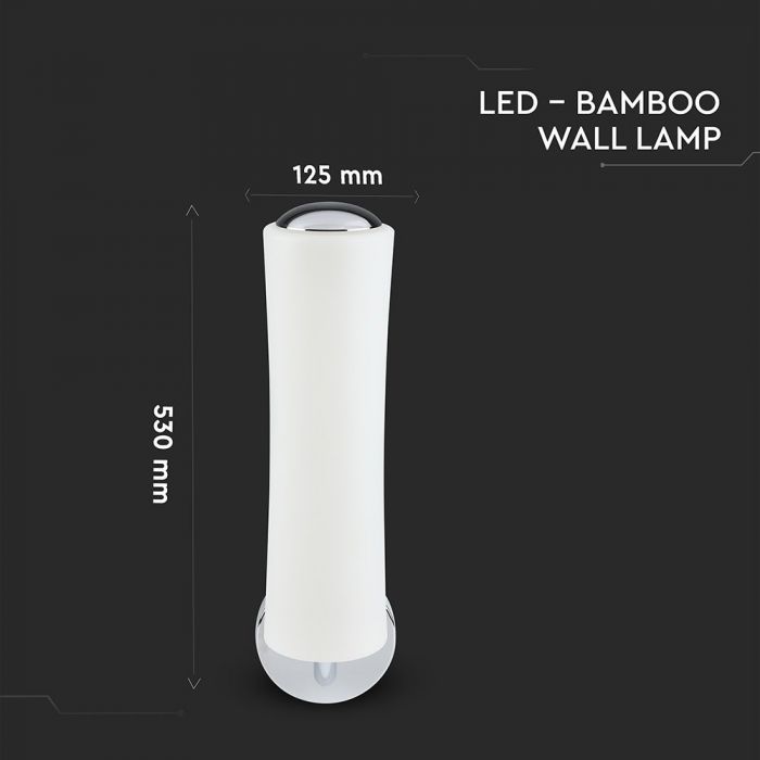 LED DESIGNER WALL LAMP 18W WW 1200lm 120° 125X420 PC+IRON WHITE TRIAC DIMMABLE A++