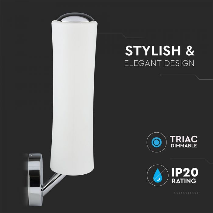 LED DESIGNER WALL LAMP 18W WW 1200lm 120° 125X420 PC+IRON WHITE TRIAC DIMMABLE A++