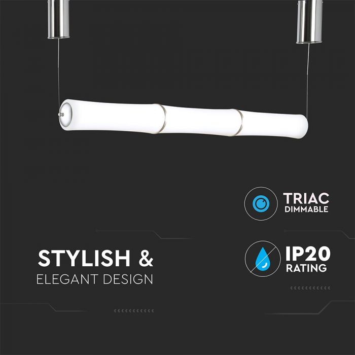 LED PENDANT TRIPLE DESIGNER HANGING 52W WW 3400lm 120° 125X1260 PC WHITE TRIAC DIMMABLE A++