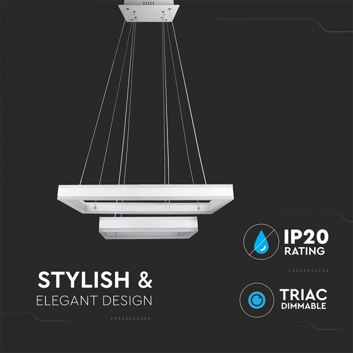 LED SOFT LIGHT CHANDELIER HANGING 2 STEP 100W WW 7500lm 120° 40X60 WHITE DIMMABLE
