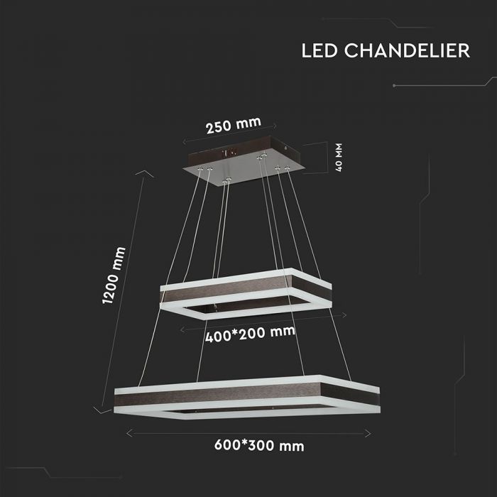 LED SOFT LIGHT CHANDELIER HANGING 2 STEP 100W WW 7500lm 120° 40X60 COFFEE DIMMABLE