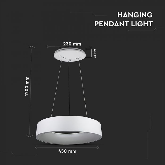 LED PENDANT LIGHT 20W WW 1500lm 120° DIMMABLE WHITE