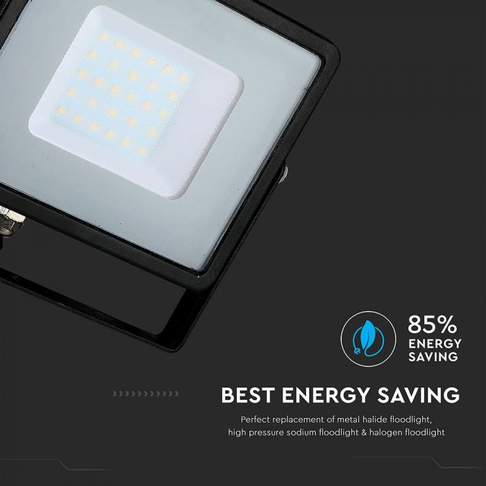 30W LED Floodlight SMD SAMSUNG Chip Slim Black Body White