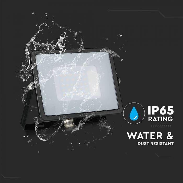 30W LED Floodlight SMD SAMSUNG Chip Slim Black Body White