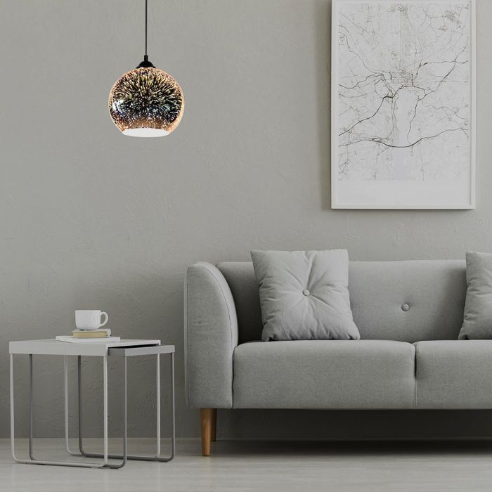 LED E27 PENDANT WITH 3D GLASS LAMPSHADE 150X150X1200