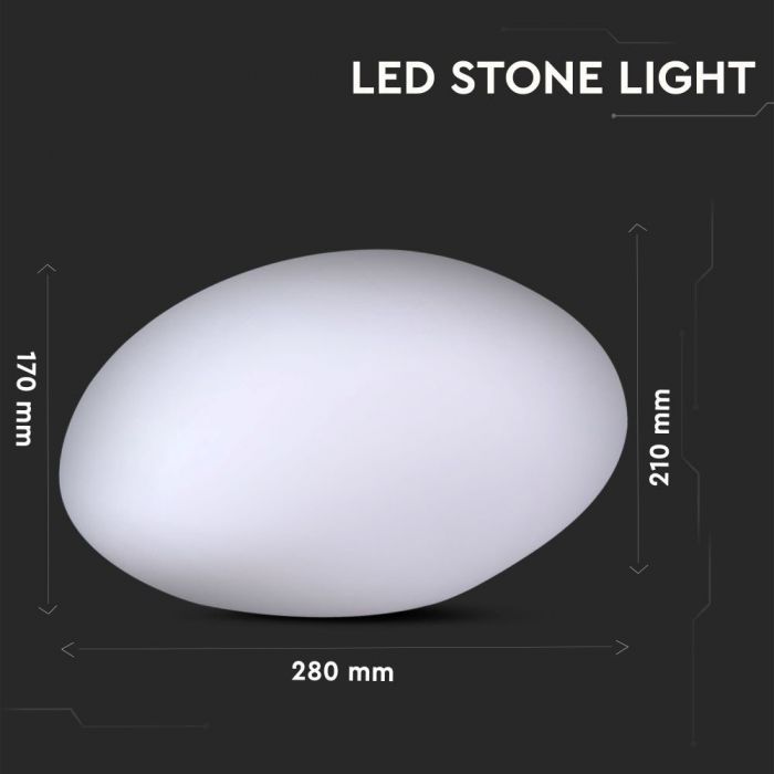 LED STONE LIGHT RGBW RECHARGEABLE 1W 18lm 28X21X17 LLDPE WHITE IP65 DIMMABLE