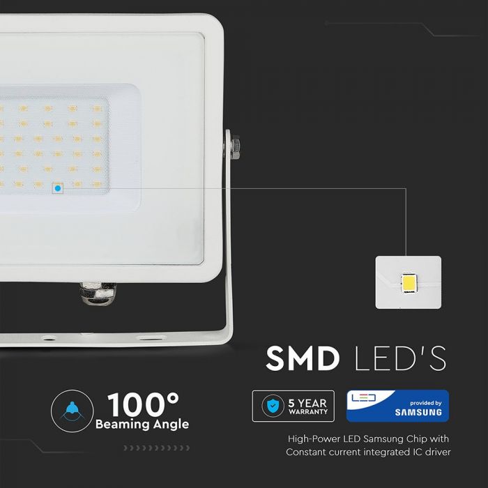 30W LED Floodlight SMD SAMSUNG Chip Slim White Body White