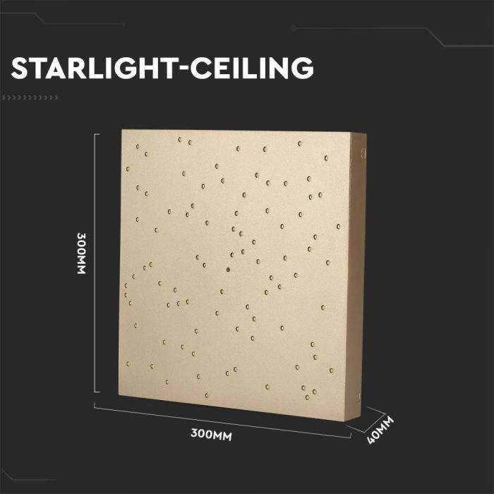 LED DESIGNER CEILING LIGHT CCT CHANGING 8W 900lm 120° 300X300X40 GOLD DIMMABLE