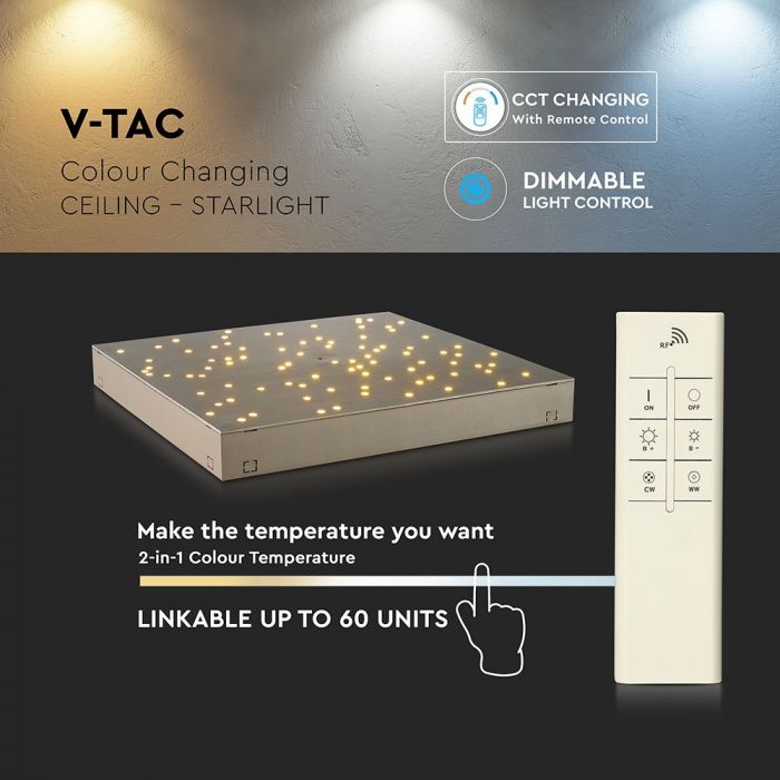 LED DESIGNER CEILING LIGHT CCT CHANGING 8W 900lm 120° 300X300X40 GOLD DIMMABLE