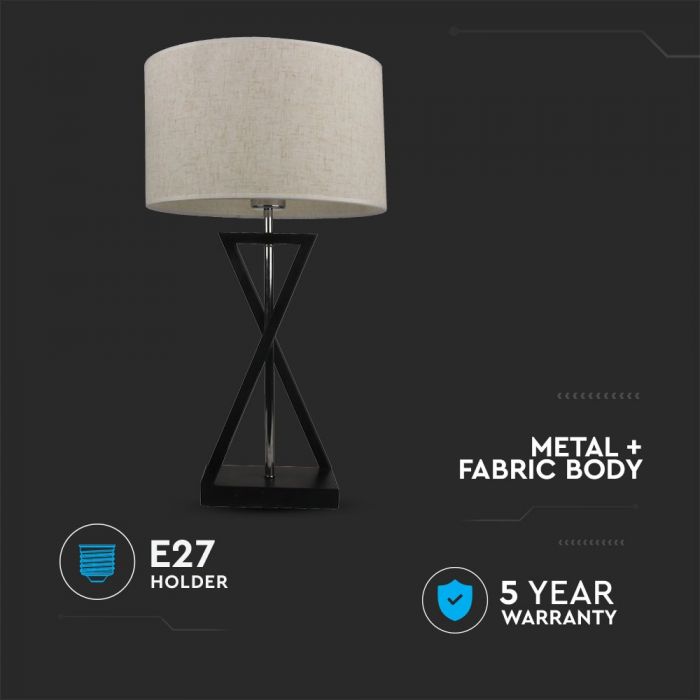 LED DESIGNER TABLE LAMP WITH IVORY SHADE+ROUND BLACK BASE+E27 HOLDER+SWITCH 30X18X55