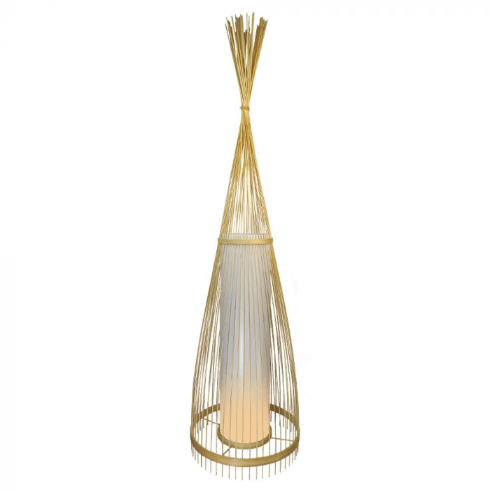 LED E27 FLOOR PENDANT WITH RATTAN LAMPSHADE ROUND 30X94 WOODEN