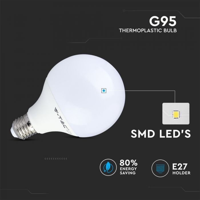 LED E27 LAMP G95 10W WW 810lm 200° 95X140
