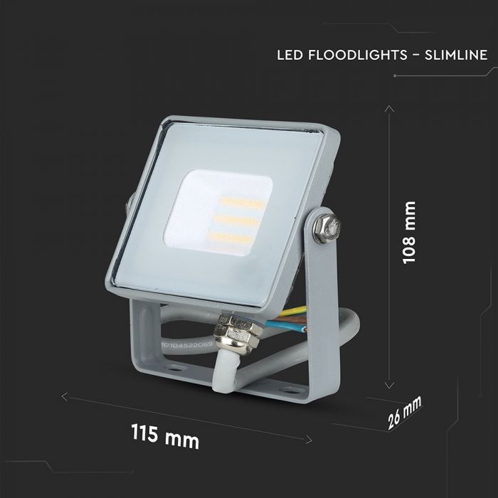 10W LED Floodlight SMD SAMSUNG Chip Slim Grey Body 6400K