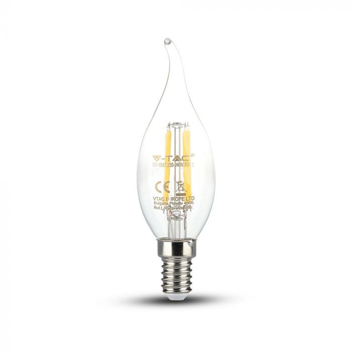 LED E14 FILAMENT LAMP 4W DL 400lm 300° 37X121 CANDLE FLAME
