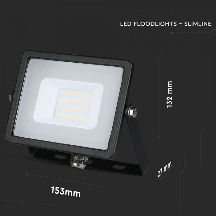 LED FLOOD SLIM 20W WW 100° 1600lm IP65 BLACK SAMSUNG CHIP