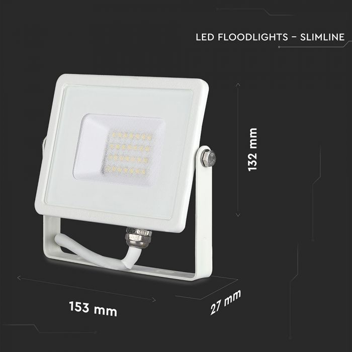20W LED Floodlight SMD SAMSUNG Chip Slim White Body 4000K