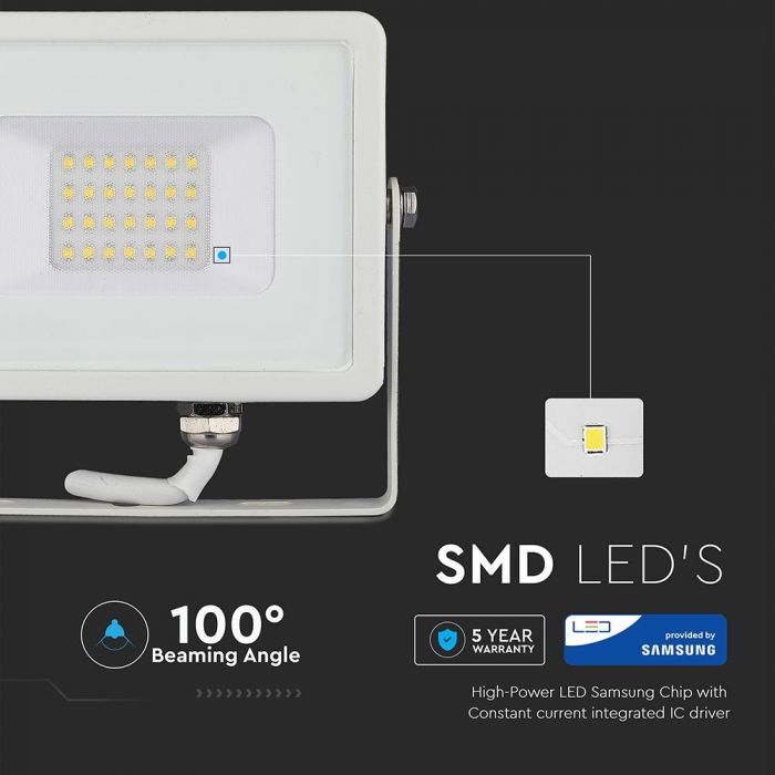 20W LED Floodlight SMD SAMSUNG Chip Slim White Body 6400K